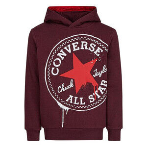 Converse Spray Hoodie Boys Small Red Graphic Print Long Sleeve Pullover RED594